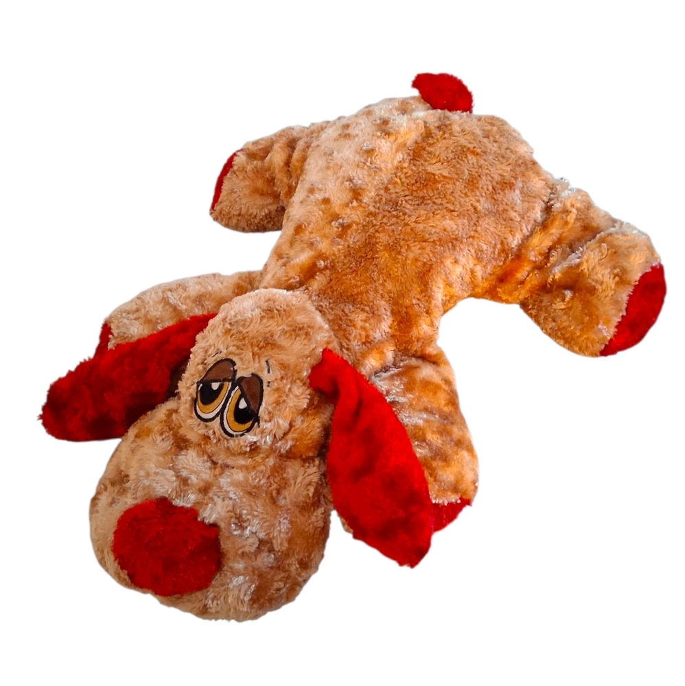 Cute Big Plush Dog Toy with Red Details